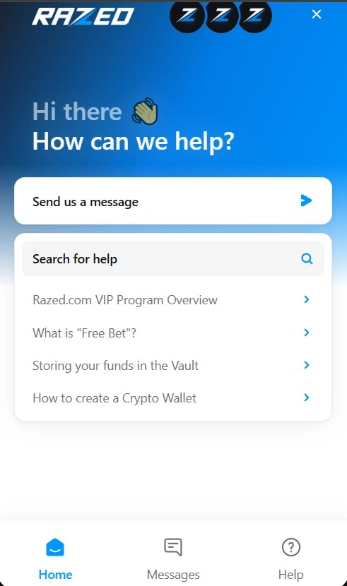 Razed Casino live support help center